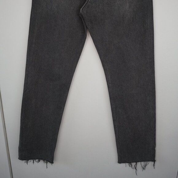 New Levi’s Wedgie Straight Distressed Button Up Raw Hem Jeans in Black size 24 - Picture 12 of 15